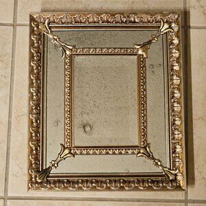 VINTAGE ETHAN ALLEN ITALIAN GOLD SILVER GILTWOOD ROCOCO WALL DECORATIVE MIRROR